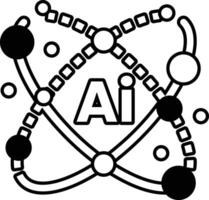 design of a star with the letters AI In black and white line style vector