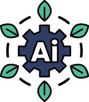 A graphic of a gear with the letters AI on it vector