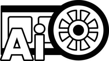 wheel with the letters AI on it In black and white line style vector