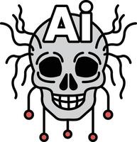 A skull with a smile on it and the letters AI above it vector