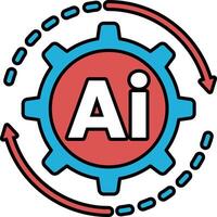 A blue and red graphic of a gear with the letter A in the middle vector