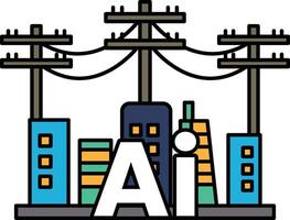 A city skyline with a large A in the middle vector