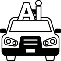 car with the letters AI on top In black and white line style vector