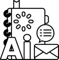 book with a ribbon and a letter A on it In black and white line style vector