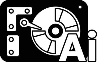 disk with the letters AI on it In black and white line style vector