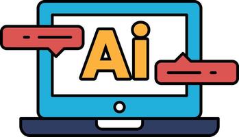A computer monitor with the word AI written on it vector
