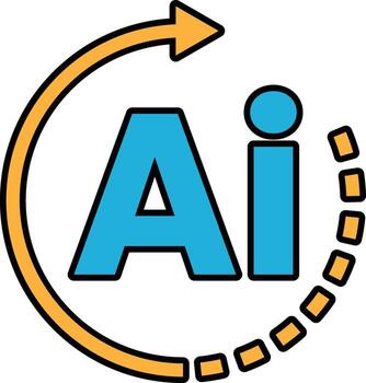 AI and a arrow pointing to the right vector