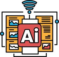 Electronic charts with the letters AI on it vector