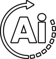 AI and a arrow pointing to the right In black and white line style vector