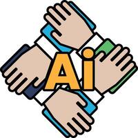 A group of hands holding each other in a square vector