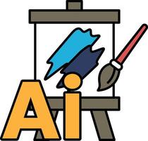 A drawing of a brush and a canvas with the letters A and I vector