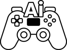 game controller with the letters AI on it In black and white line style vector