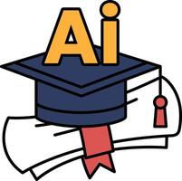 A graduation cap with the letters AI on it vector