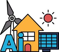 A house with a windmill and a sun on top of it vector