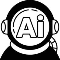 space suit with the letters AI on the helmet In black and white line style vector