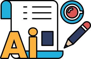 A pencil is on a piece of paper with the word AI written on it vector