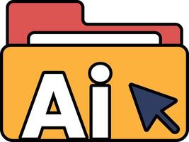 A folder with a red and orange background and a blue vector