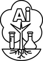 tree with a tree trunk and two beakers on the ground In black and white line style vector