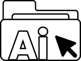 folder with a background and white arrow pointing to the letter A In black and white line style vector
