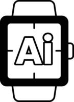 watch with the letters AI on it In black and white line style vector
