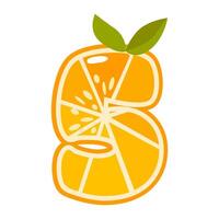 Orange fruit number Five. Orange in the shape of number 5. illustration. Alphabet, letters, numbers and signs made from orange or citrus. vector