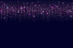 Pink glitter background. Rose confetti with light of sparkles on black background. Abstract bright particles border. Falling dust with bling and shimmer. Rain of twinkles illustration vector