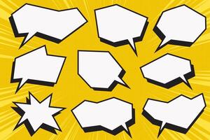 Manga speech bubbles. Comic frame for text. Anime cartoon clouds. Pop art dialog box on explosion background. Cute shapes for poster and banner. vector