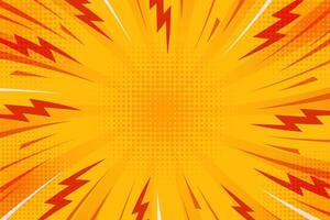 Comic illustration with burst effect and lightning bolts. Abstract design of powerful energetic frame. Manga superhero art. Explosion perfect for retro pop art elements. vector