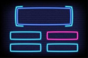 Quiz game neon template for trivia and tv show. Contest multiple options frame for choice on brick wall background. Intellectual challenge menu. led mockup vector
