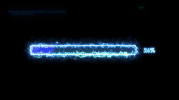 Computer cyber neon loading bar screen progress animation, Electric futuristic background video