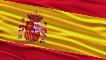 Realistic waving flag of spain in 3d animation Seamless looping, detailed fabric texture 4k resolution motion graphic background video