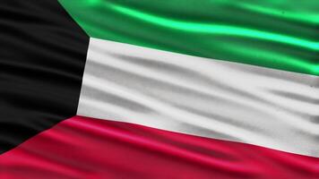 Realistic flag of kuwait 3d animation Seamless looping, detailed fabric texture 4k resolution motion graphic background video