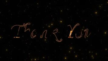 golden luxury thank you text effect with spark and particles on black star sky, beautiful typography magic design, sparkling effects celebration concept animation background video