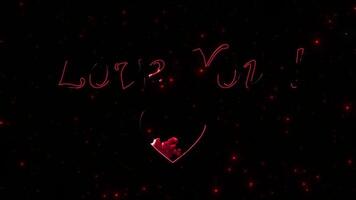 Luxury valentine love text effect with spark and particles on black star sky, beautiful typography magic design, sparkling effects celebration concept animation background video