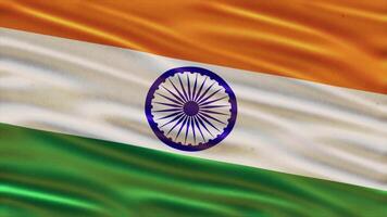 Realistic waving flag of india in 3d animation Seamless looping, detailed fabric texture 4k resolution motion graphic background video