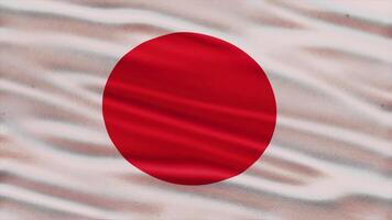 Realistic waving flag of japan in 3d animation Seamless looping, detailed fabric texture 4k resolution motion graphic background video