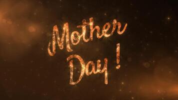 Golden mothers day text effect with spark and particles on black star sky, beautiful typography magic design, sparkling effects celebration concept animation background video