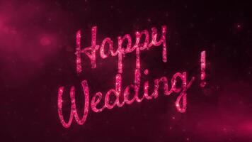 Wedding text effect with spark and particles on black star sky, beautiful typography magic design, sparkling effects celebration concept animation background video