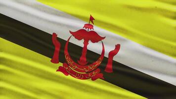 Realistic waving flag of brunei darussalam in 3d animation Seamless looping, detailed fabric texture 4k resolution motion graphic background video