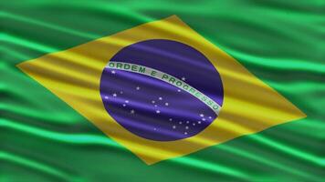 Realistic waving flag of brazil in 3d animation Seamless looping, detailed fabric texture 4k resolution motion graphic background video