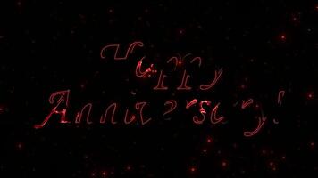 Red anniversary luxury text effect with spark and particles on black star sky, beautiful typography magic design, sparkling effects celebration concept animation background video