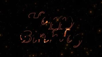 golden luxury birthday text effect with spark and particles on black star sky, beautiful typography magic design, sparkling effects celebration concept animation background video