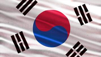 Realistic waving flag of south korea in 3d animation Seamless looping, detailed fabric texture 4k resolution motion graphic background video