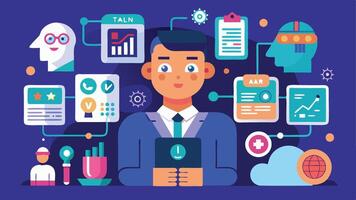 AI Job Recruitment Icons - Automated Hiring and Talent Screening vector