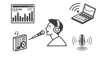 AI Music Icons - Smart Audio Production and Automated Sound Design vector