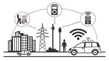 Smart City AI Icons - Urban Planning and Traffic Management vector