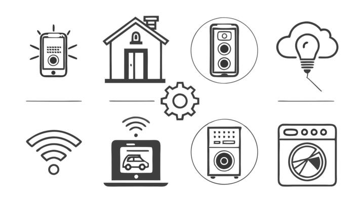AI Smart Home Icons - Automated Living and IoT Technology