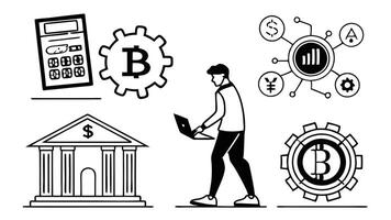 AI Fintech Icons - Digital Banking and Financial Technology vector