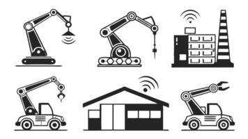 AI Robotics Icons - Industrial Automation and Smart Machinery vector