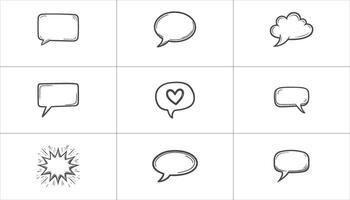 Hand Drawn Speech Bubbles Communication, Dialog, and Thoughts. Illustration vector